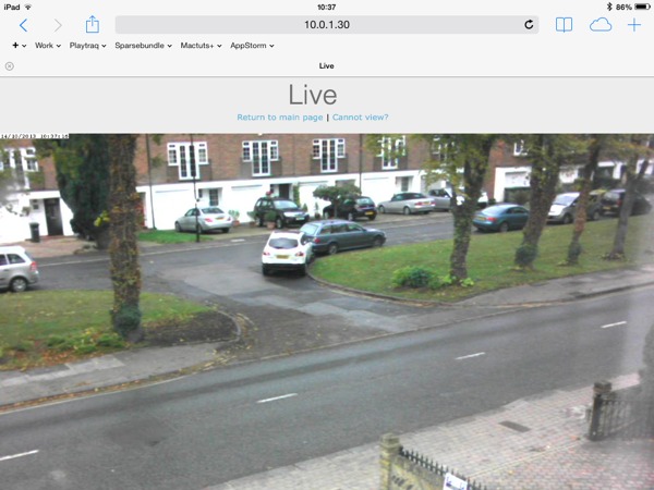 With the web server enabled I can view the camera via my iPad through Safari