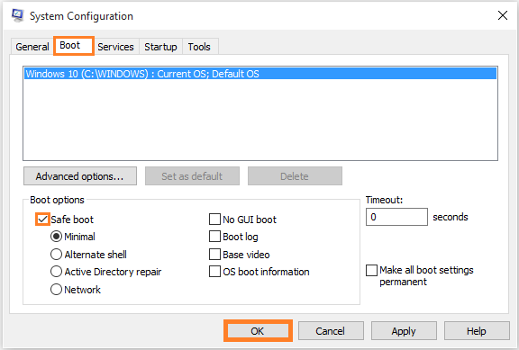 Windows 10 - Safe Mode - msconfig - Boot - Safe Boot - Windows 10 -- Windows Wally