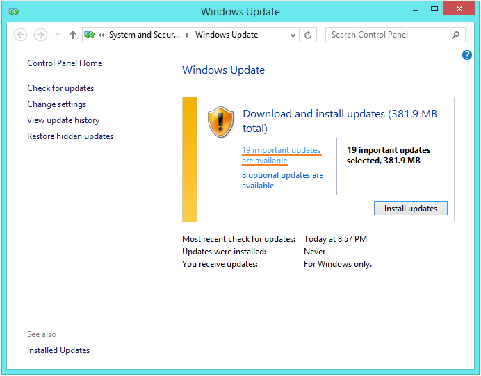 Bad_Exhandle - Windows update - Check for Updates 2 -- Windows Wally