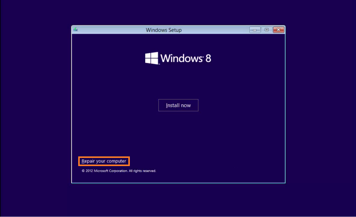 Bootlog_Not_Loaded - Install Windows 8 - Repair your computer -- WindowsWally