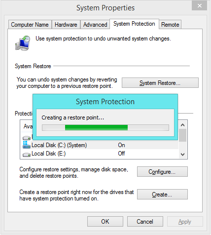 Bugcode_id_Driver - System Protection - Creating Restore Point 2 -- Windows Wally