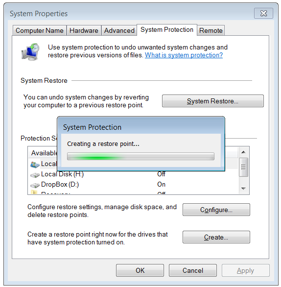 Bootlog_Loaded - Creating System Restore -- WindowsWally