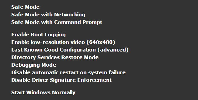 Attempted Write To CM Protected Storage - Safe Mode - Advanced Boot Options -- WindowsWally