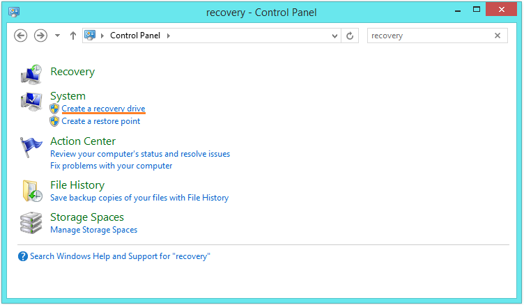 Recovery Drive - Control Panel - Recovery -- Windows Wally