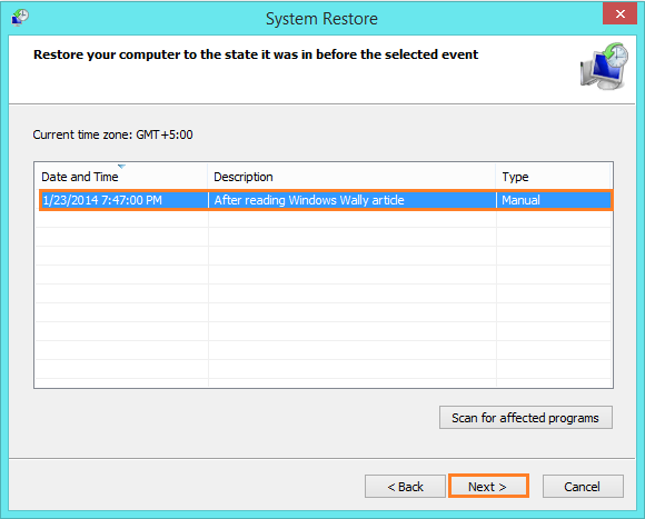 System Restore - System Protection - Restoring a Restore Point 2 -- Windows Wally