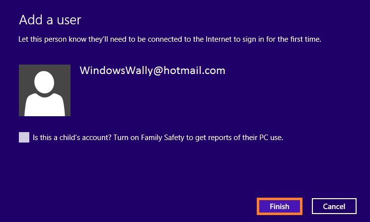 Windows 8.1 Speed - PC Settings - Accounts - Other Accounts - Add an account - WW -- Windows Wally