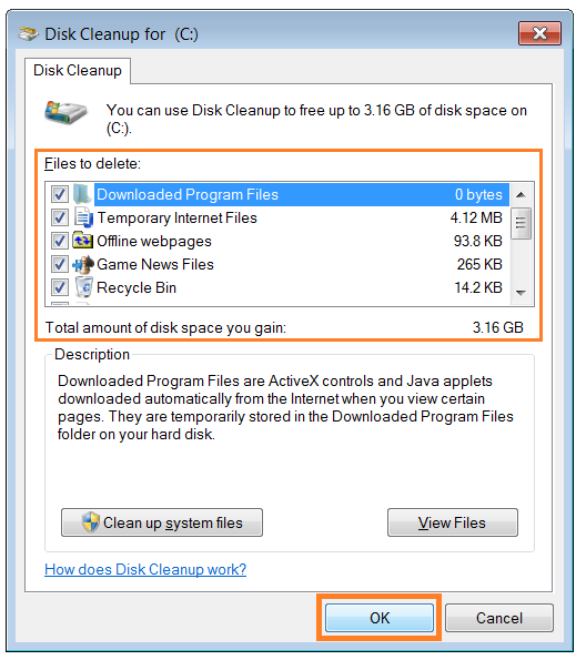 Upgrade Computer - disk cleanup