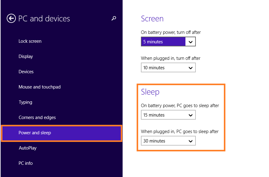 Windows 8 Sleep - Power and Sleep Settings 2 - WindowsWally