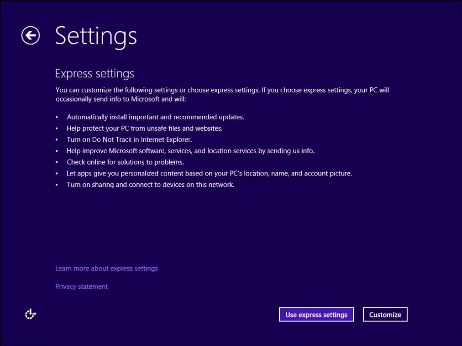 Install Windows 8 - 5 -  Settings - WindowsWally