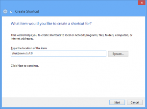 Create Windows 8 shutdown shortcut