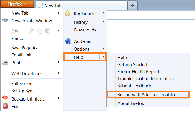 Firefox - Help - Restart with add-ons Disabled... - WindowsWally