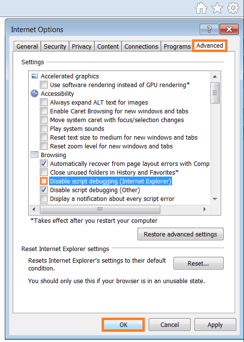 Script Errors - Internet Options - Disable Script Debugging - WindowsWally
