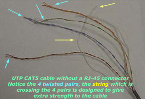 stripped CAT5 cable