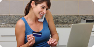 Girl sending payment online