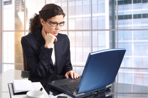 Woman working with her laptop