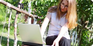 Woman checking her email