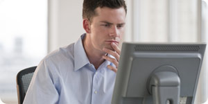 Businessman viewing his computer