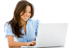 Woman using her laptop